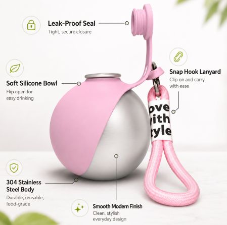 Tiffypaw ™ 2-In-1 Portable Dog Water Bottle